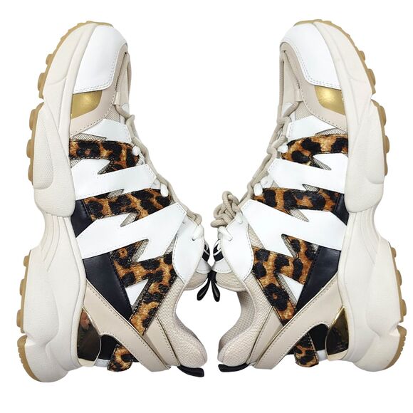 Michael Kors Sneakers Womens Sz 10 Ecru Hero Trainer Animal Print Small Air Mesh - Picture 9 of 16